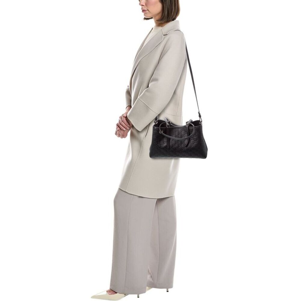 Gucci Gg Emblem Medium Leather Tote, Black - Picture 4 of 4